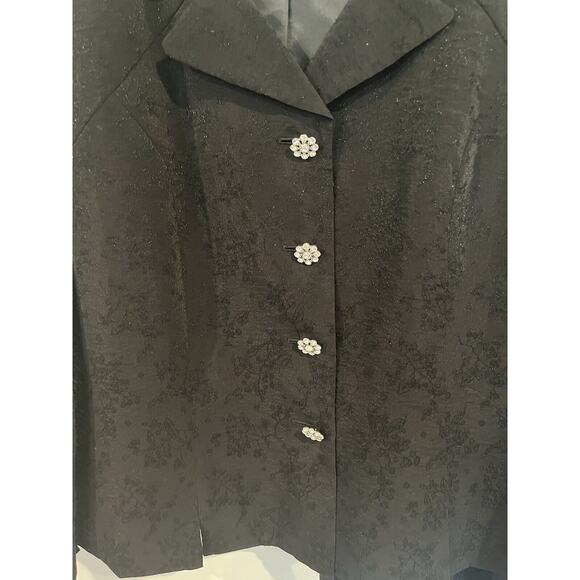 Lord&taylor Women’s Special Occasion Skirt Suit Black Size 16 Floral Stitching - Picture 5 of 16